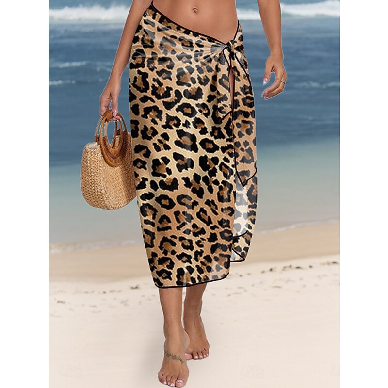 Women's Swimsuits Cover Up wrap Swimsuit Vacation Vintage Leopard Sleeveless Bathing Suits