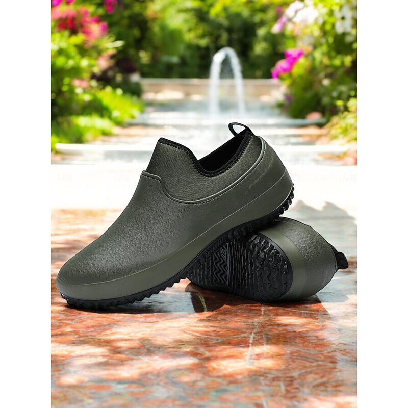 Women's Green Waterproof Garden Shoes with Slip-On Design and Non-Slip Sole - Durable and Comfortable Footwear for Gardening and Outdoor Work