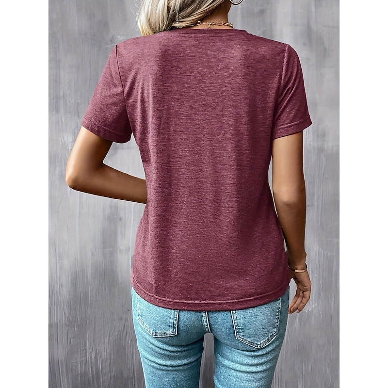 Women's T Shirt Plain Fashion Basic Modern Short Sleeve Crew Neck Regular Tops Daily Weekend Fuchsia Summer Spring2