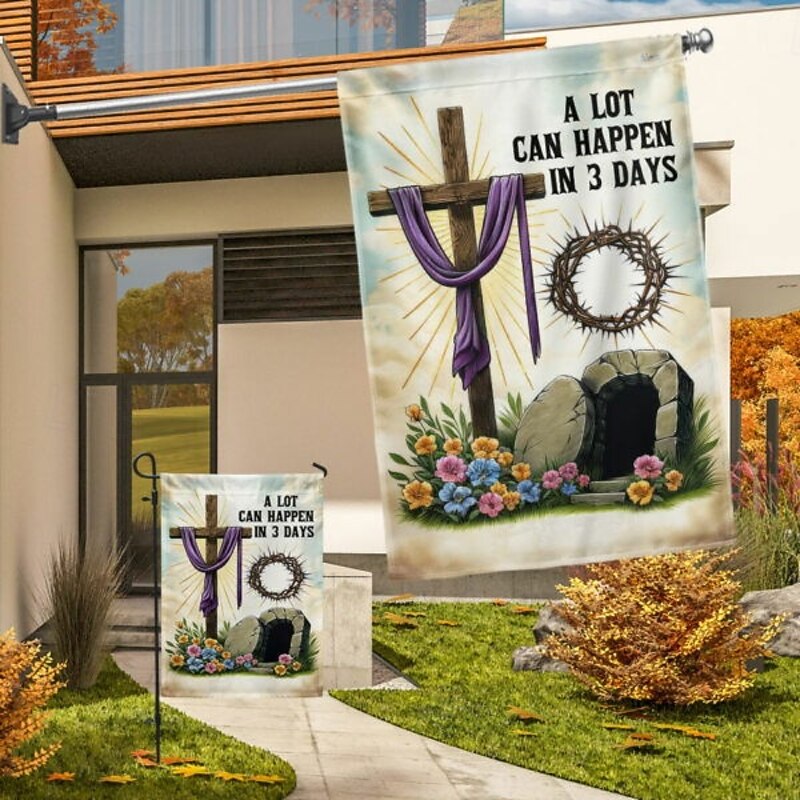 Garden Flag 12x18Inch Outdoor Decorations Welcome Garden Patio Flag Cross Jesus Yard Flag Double Sided Holiday Outdoor Flags 1pc2
