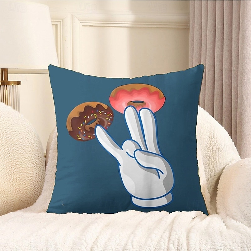 Funny Donuts Decorative Toss Pillows Cover 1PC Soft Square Couch Cushion Case Pillowcase for Bedroom Livingroom Sofa Chair