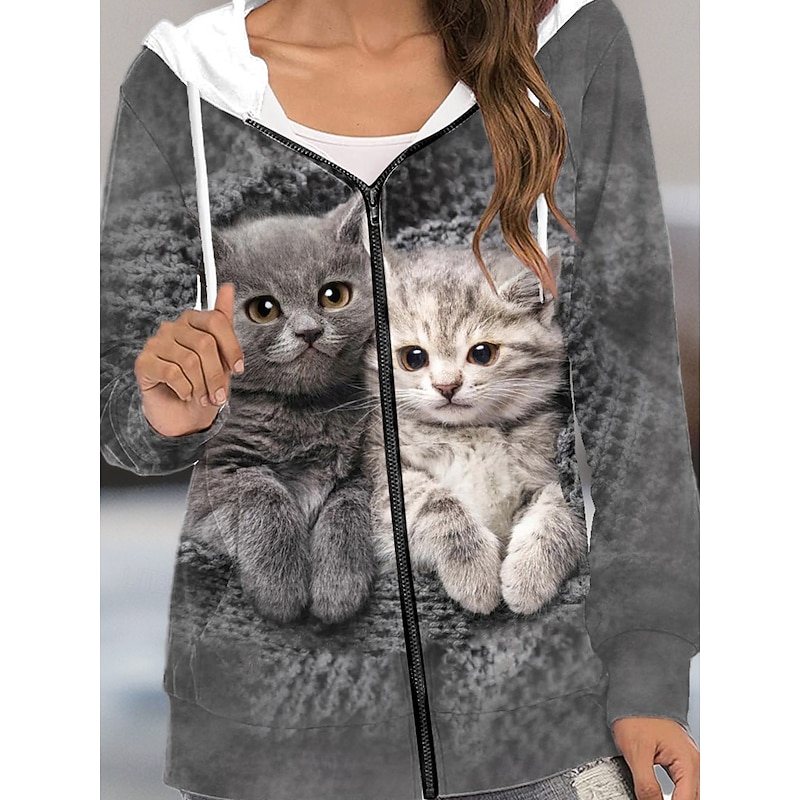 Women's Hooded Sweatshirt Jacket Long Sleeve Zip Up Hoodie With Pocket Lightweight Casual Oversized Sports Drawstring Front Pocket Active Sportswear Top Fall & Winter Comfrt Breathable Soft Fabric2