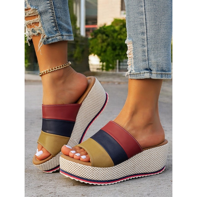 Women's Multicolor Platform Wedge Sandals with Open Toe – Comfortable Summer Shoes for Casual Outings and Beach Vacations2
