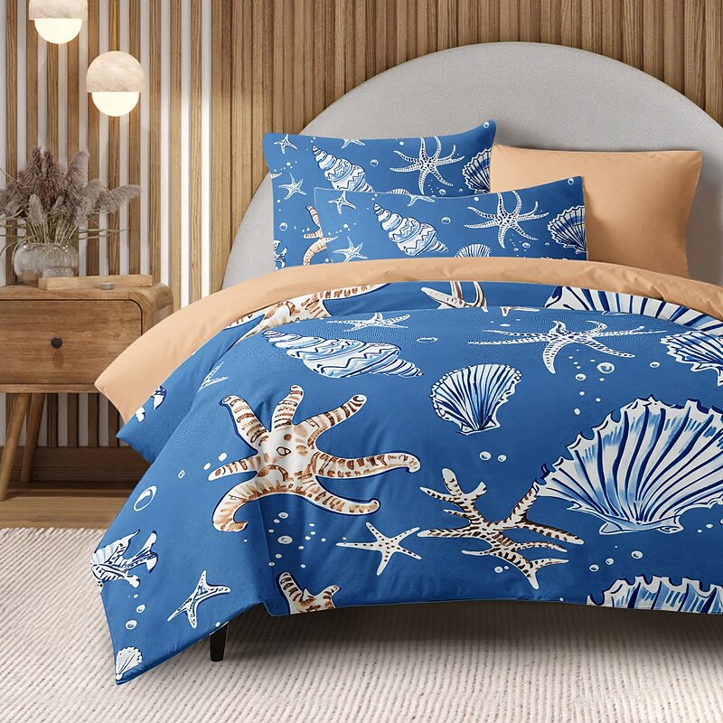 Ocean Series Duvet Cover 3-Piece Set 100% Cotton Super Soft Skin Friendly Long Lasting