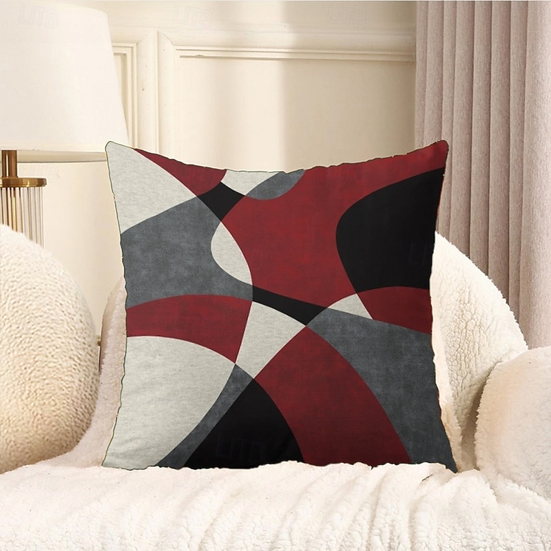 Argyle Pattern Decorative Toss Pillows Cover 1PC Soft Square Cushion Case Pillowcase for Bedroom Livingroom Sofa Couch Chair Black Grey White Red