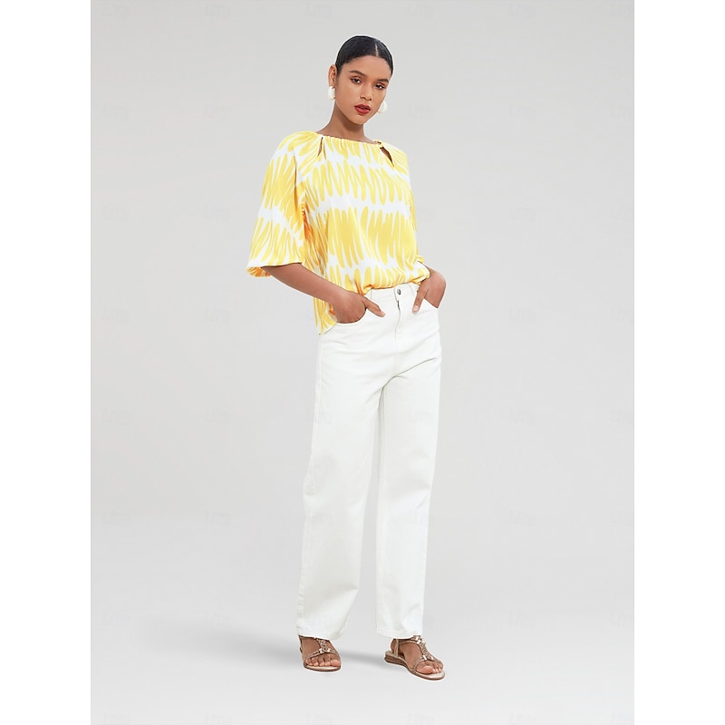 Satin Puff Sleeve Hollow Out Raglan Shirt2