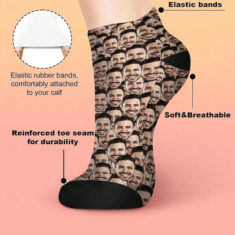 Personalized Funny Face Socks Custom Best Gift for Dad, Custom Wedding Couple Photo Crew Socks, Pet, Family, Christmas, Birthday, Graduation Gift3