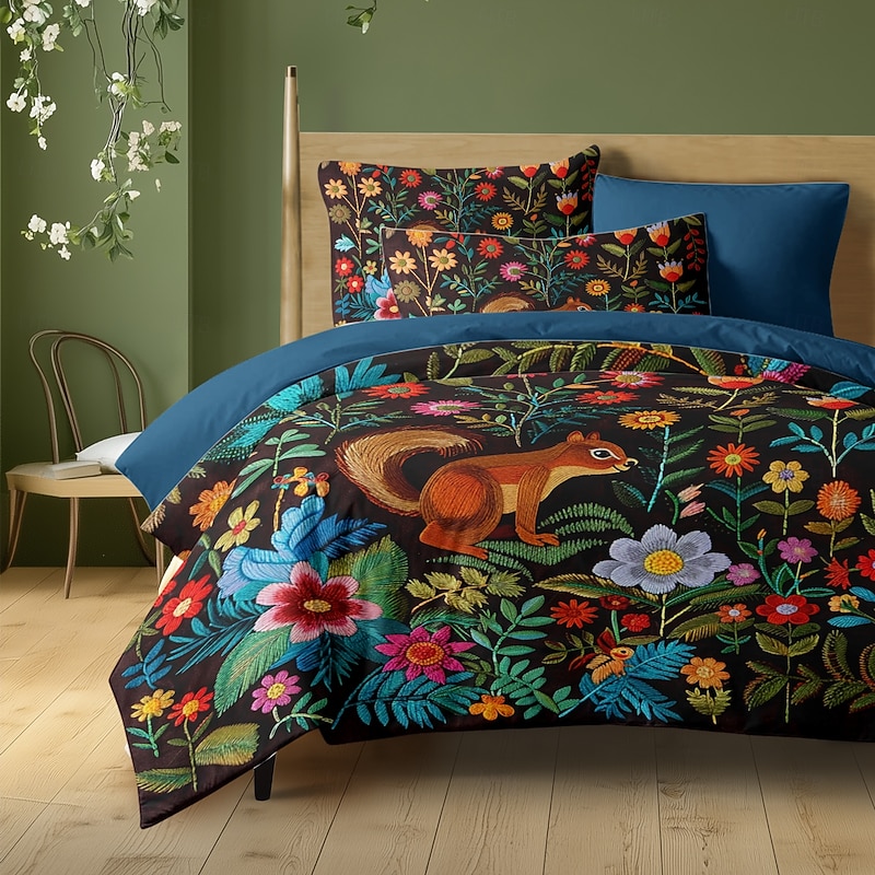 Forest Animal Duvet Cover Set - Includes Duvet Cover and Pillowcases - Nature-Inspired Design with Woodland Creatures - Soft and Comfortable Fabric - Perfect for Cozy Bedroom Decor