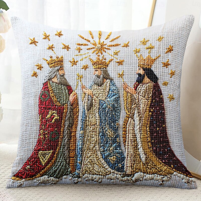 Easter Decorative Toss Pillows Cover 1PC Three Kings Soft Square Couch Cushion Case Pillowcase for Bedroom Livingroom Sofa Chair3