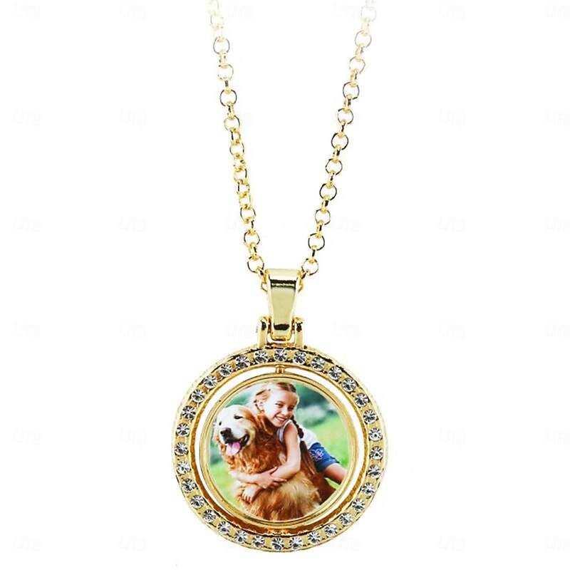 Personalized Custom Wedding Gift for Couple Photo Rotating Necklace – Double-Sided Gold Pendant, Perfect Wedding Gift for Lovers