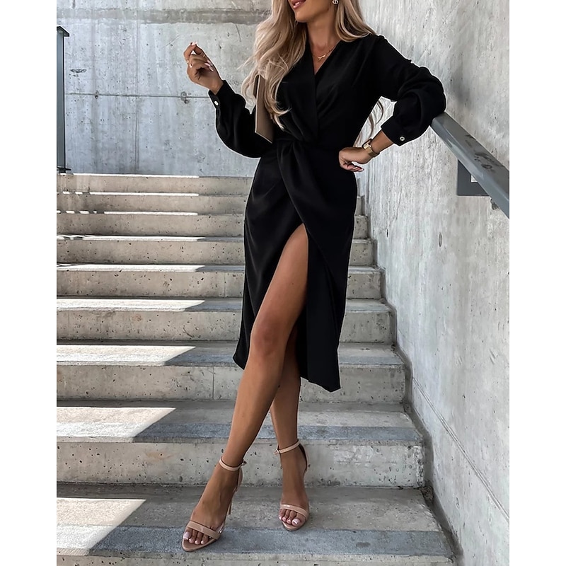 Women's Mini Dress Casual Dress Summer Dress Stylish Casual Vacation Daily Date Regular Fit Plain Long Sleeve Lapel Black White Green Summer Spring3