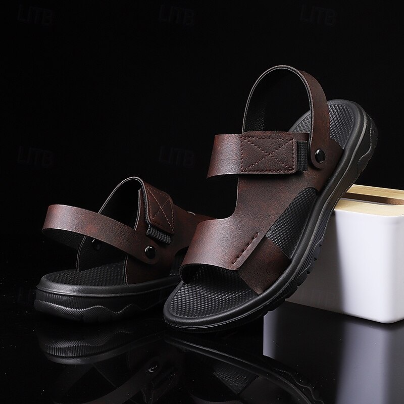 Men's Brown Adjustable Strap Sandals – Casual, Comfortable Outdoor Footwear for Summer and Vacation4