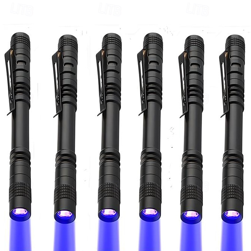 6pcs Multi-Function UV Flashlight, Waterproof Outdoor Black Light Lanterns & Pathway with Lighting Function, Purple 3.2V 3W for Pool Camping Courtyard3
