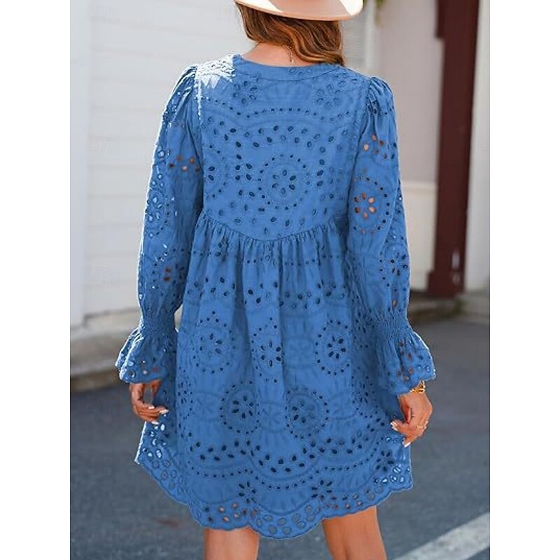 Women's Maxi Dress Casual Dress Cotton Maxi Dress Basic Casual Vacation Daily Regular Fit Plain Short Sleeve V Neck Blue Green Summer4