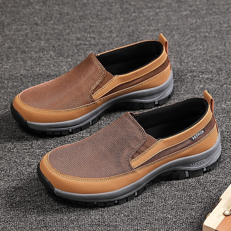 Men's Black Slip-On Outdoor Shoes – Breathable Mesh Walking Sneakers with Non-Slip Sole for Hiking and Casual Wear4