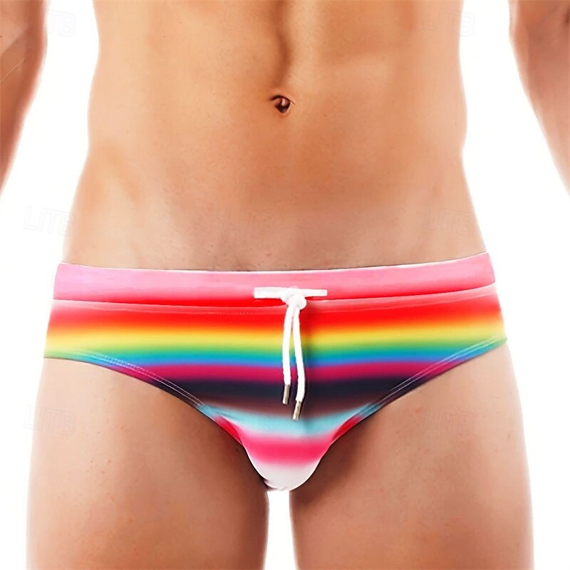 Men's Swim Trunks Swim Shorts Swimwear Bottoms Drawstring Swimming Surfing Beach Water Sports Patchwork Summer Spring