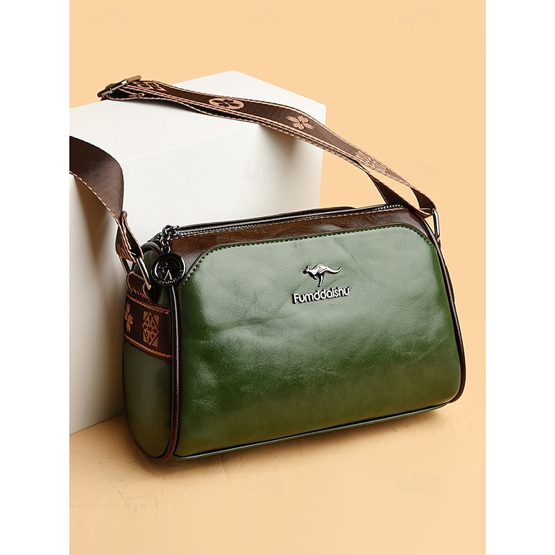 Women's Vintage Faux Leather Crossbody Shoulder Bag – Elegant and Compact Design with Adjustable Strap, Perfect for Daily Use, Travel, and Casual Outings Black White Brown