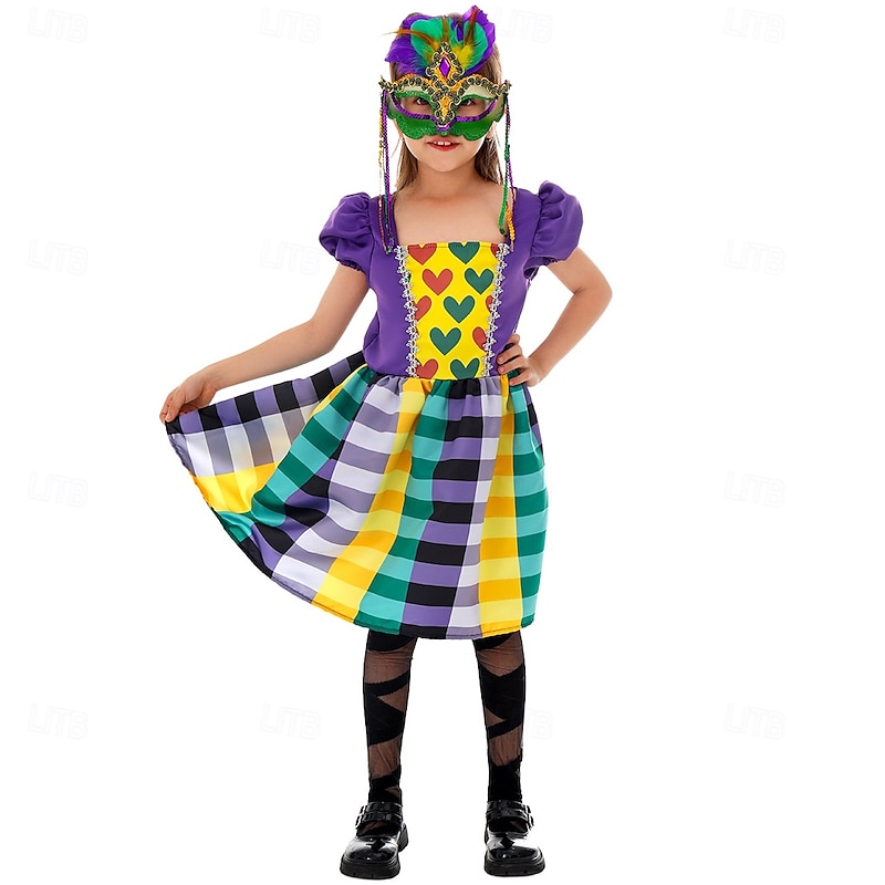 Mexican Halloween Dress Mask Carnival Costume Kid's Girls' Halloween Carnival Mardi Gras Performance Party Easy Halloween Costumes Dress Up3