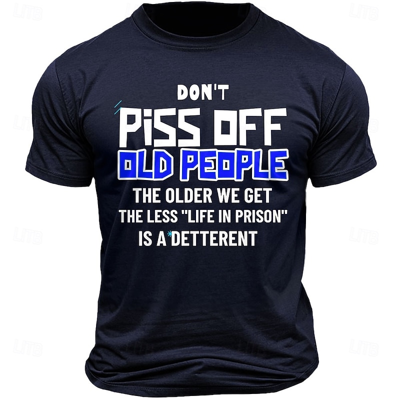 Men's Funny 'Don't Piss Off Old People' Graphic Short Sleeve T-Shirt | Edgy Humor Statement2