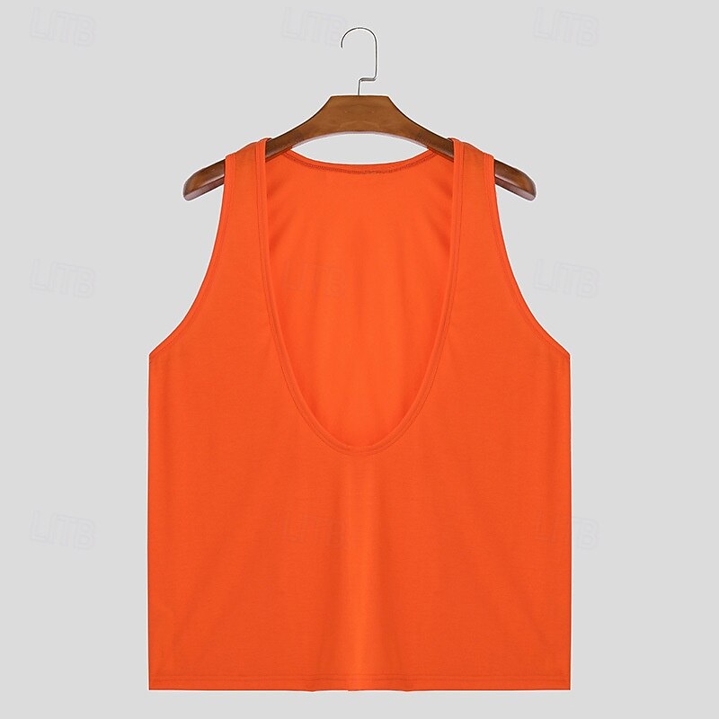 Men's Tank Top Vest Undershirt Sleeveless Shirt Sleeveless Deep V Summer Plain Fashion Classic Comfortable V Neck Street Casual Sports Black White Orange Top Tee for Men2