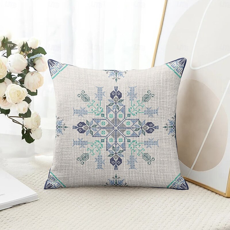 Vintage Decorative Toss Pillows Cover 1PC Vintage Ethiopian Cross Print Soft Square Couch Cushion Case Pillowcase for Bedroom Livingroom Sofa Chair