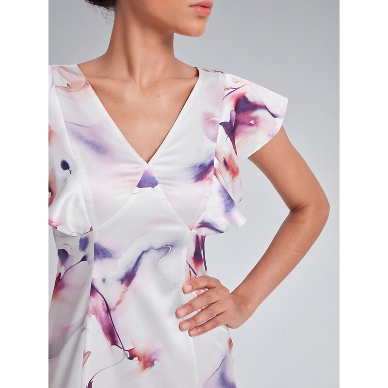 Flutter Sleeve Fitted Midi Dress3