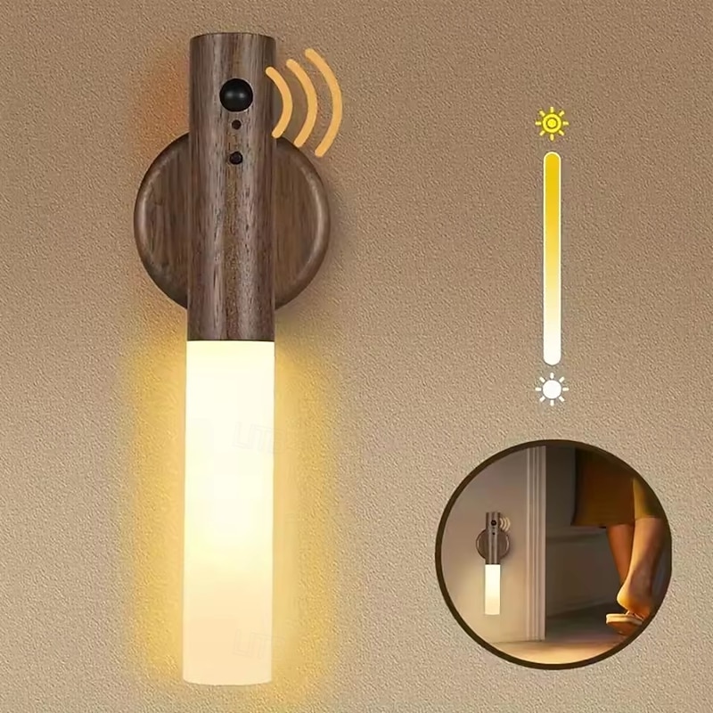 Motion Sensor LED Night Light - Magnetic Wall Lamp, USB Rechargeable for Kitchen, Cabinet, Stairs, Bedroom and Bedside Lighting