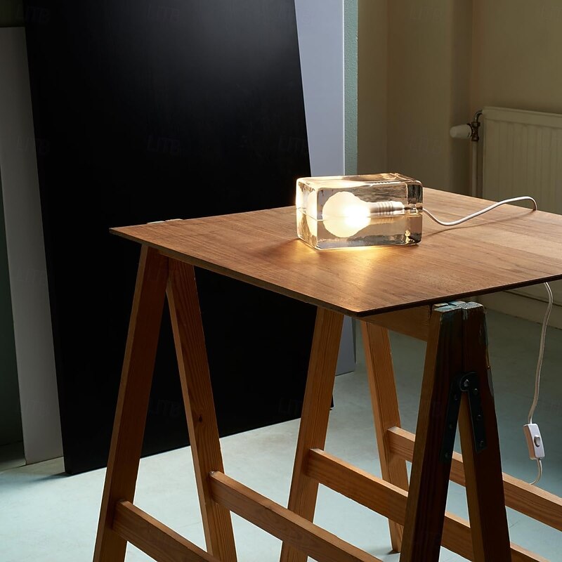 Glass Table Lamp Bedside Bedroom Study Office Desk Light Warm White110-240V4