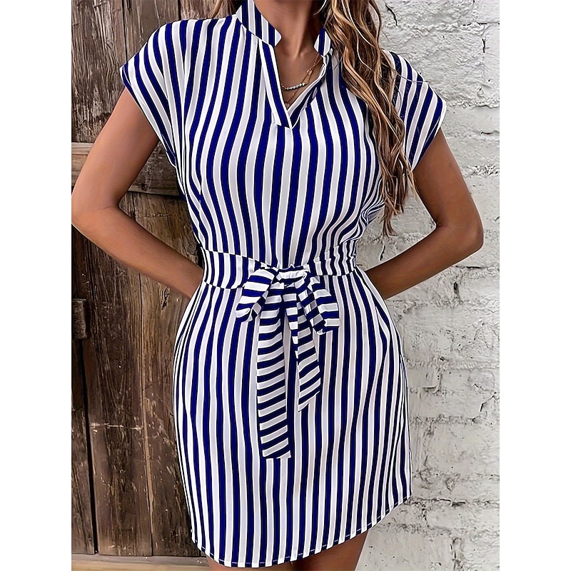 Women's Long Dress Maxi Dress A Line Dress Elegant Stylish Casual Vacation Daily Regular Fit Stripe Sleeveless V Neck Black Blue Summer Spring4