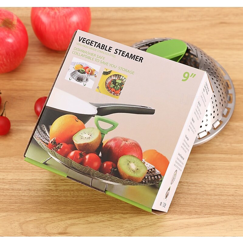 Vegetable Steamer Basket for Cooking Food, Stainless Steel Veggie Steam Basket for Pot, Folding Expandable Steaming Insert with Extendable Handle Fits Various Size Pot3