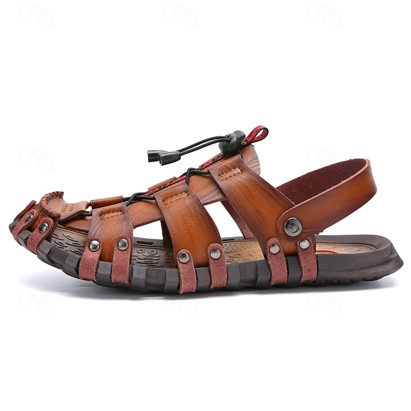 Men's Faux Leather Outdoor Sandals – Breathable Gladiator Design with Adjustable Drawstring for Hiking, Beach and Casual Summer Wear4