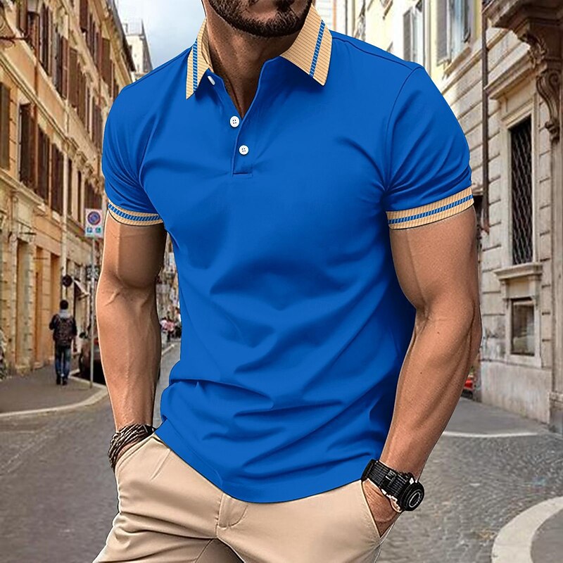 Men's Polo Shirts Golf Shirt Business Classic Short Sleeve Color Block Buttons Spring & Summer Black White Light Green Burgundy Navy Blue Royal Blue Polo Shirts3