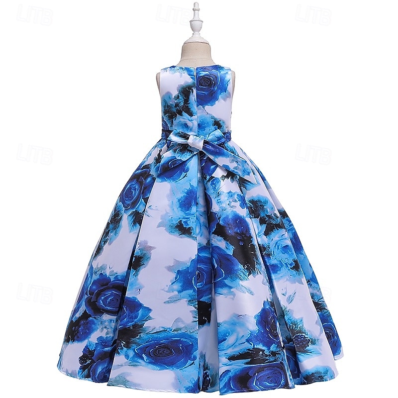 Kids Girls' Party Dress Floral Sleeveless Performance Special Occasion Elegant Princess Polyester Summer Spring 4-13 Years Red Blue Orange3