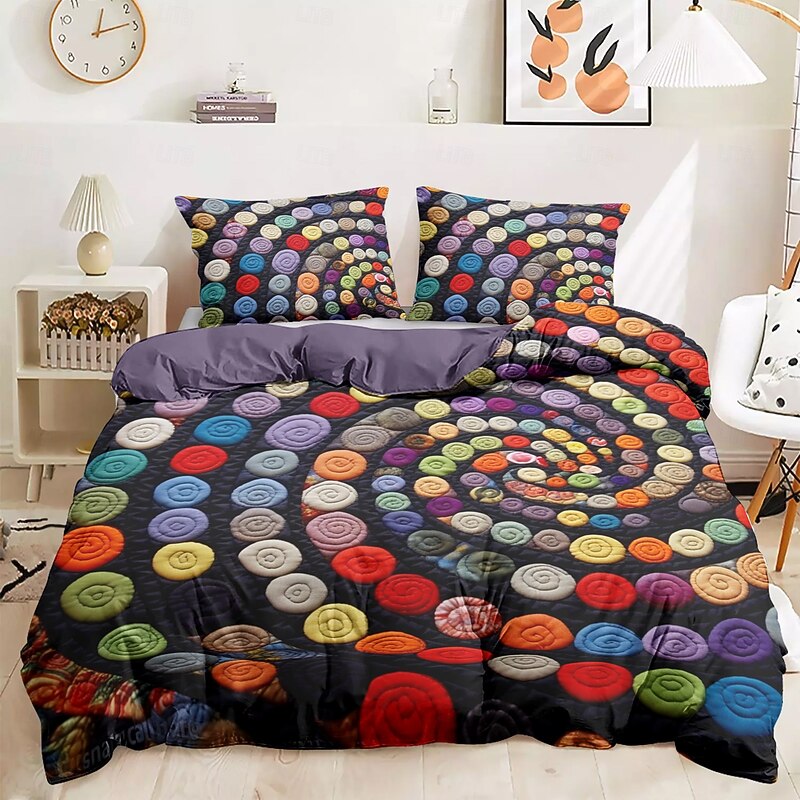 3D Quilt Art Pattern Duvet Cover Set Ducvet Cover Set Soft 3-Piece Luxury Cotton Bedding Set Home Decor Gift King Queen Duvet Cover2