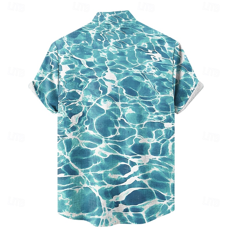 Men's Seawater Summer Hawaiian Shirt Aloha Shirt Short Sleeve Hawaiian Beach Vacation Beach Summer Spring Turndown Button Up Blue 2# Blue 1# Blue2