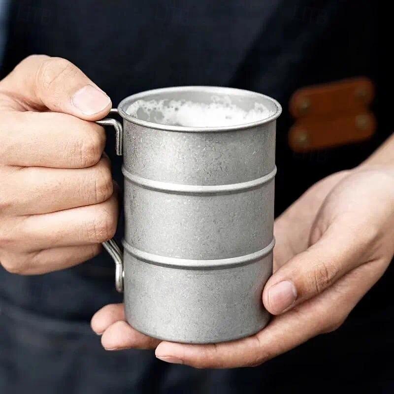 Stainless Steel Outdoor Camping Cup Portable Foldable Handle Retro Beer Cups Coffee Water Mugs Picnic Travel Drinkware3