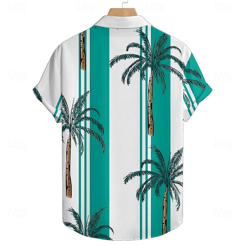 Men's Coconut Tree Summer Hawaiian Shirt Aloha Shirt Short Sleeve Hawaiian Vacation Summer Turndown Button Up Red Blue Green4