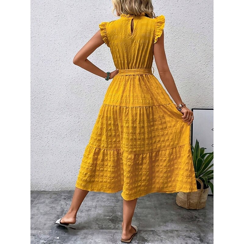Women's Maxi Dress Casual Dress A Line Dress Stylish Basic Casual Vacation Daily Regular Fit Plain Sleeveless V Neck Yellow Pink Summer Spring2