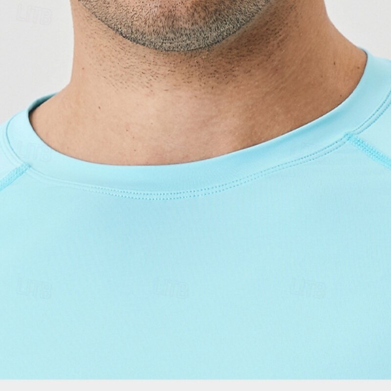 Men's Sun Protection T-shirts Tee Long Sleeve Crew Neck Summer Spring Solid Color Active Crewneck Sports & Outdoor Fishing Light Blue Black White Top Tee for Men4