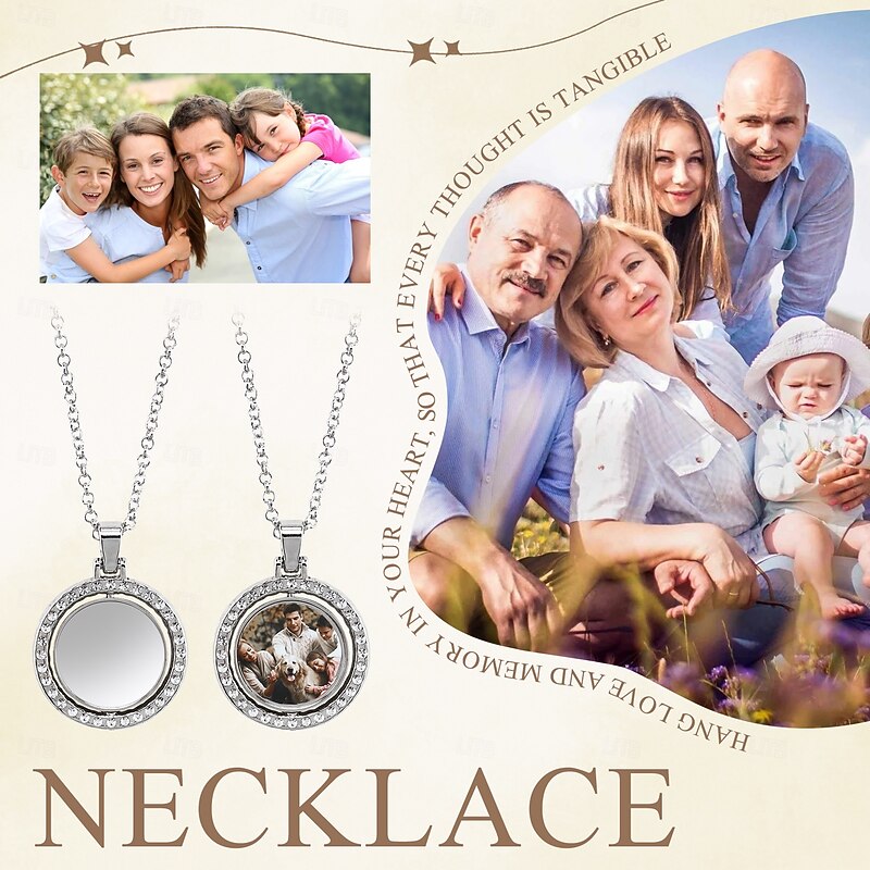 Personalized Wedding Gift Custom Best Gift for Mom – Custom Photo Rotating Necklace, Double-Sided Silver Pendant, Perfect Wedding Gift for Lovers, Enhance Relationships, Ideal Timing3
