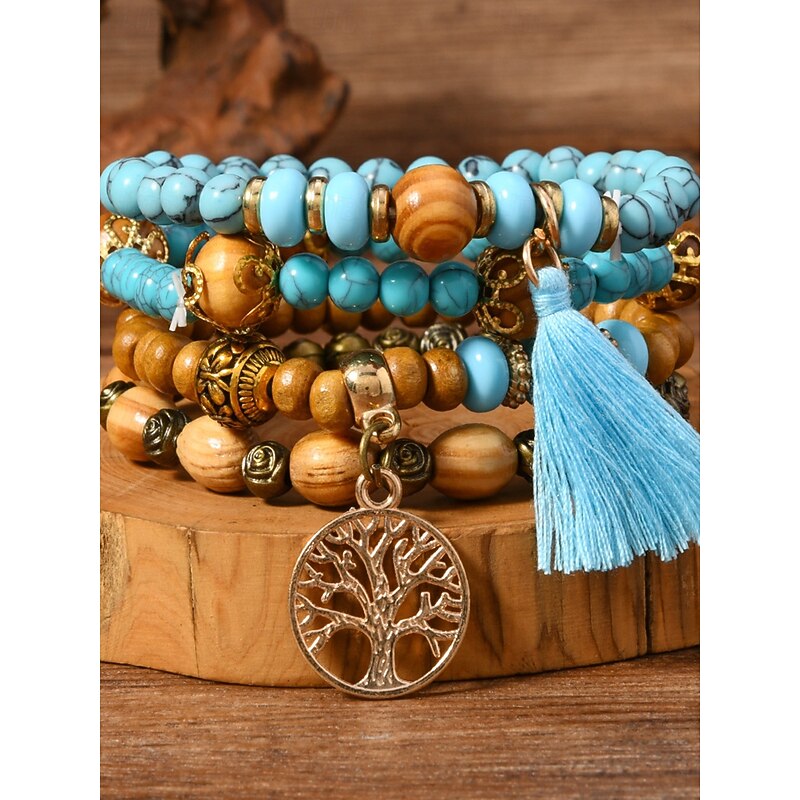 Vintage Style Ball Fashion Personalized Wood Bracelet Jewelry Black / White / Pink For Holiday3