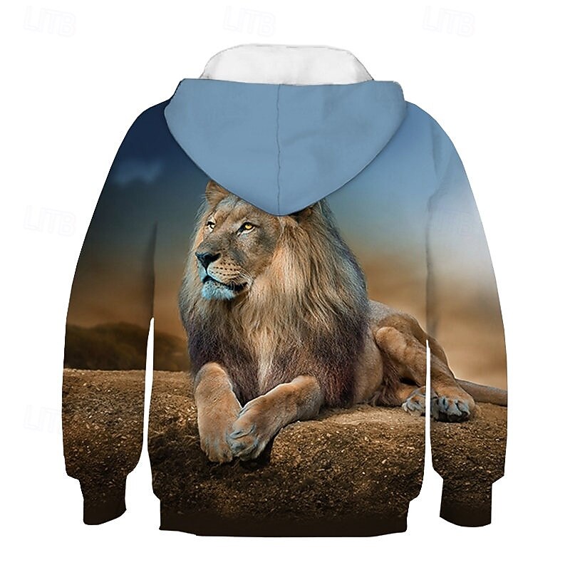 Boys 3D Lion Hoodie Long Sleeve 3D Print Spring Fall Winter Active Streetwear Kids 3-12 Years School Outdoor Daily2