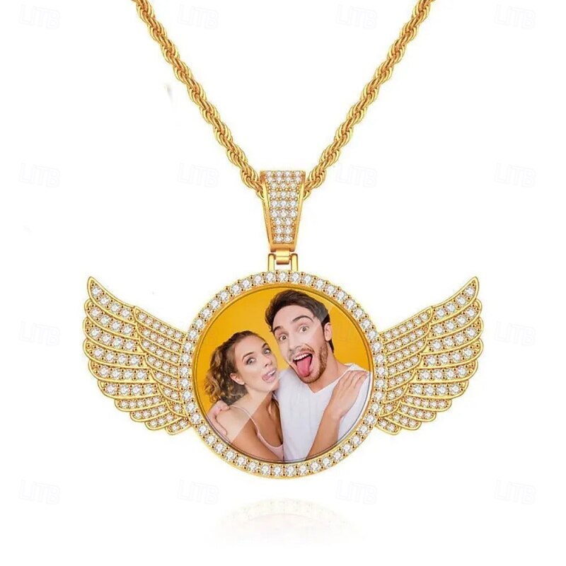 Personalized Custom Wedding Gift for Couple Photo Necklace – Gold Wing Pendant with Copper, Perfect Wedding Gift to Strengthen Relationships2