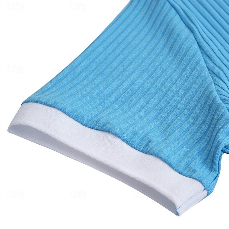 Men's Muscle Shirt Golf Shirt Work Casual Cuban Collar Ribbed Polo Collar Short Sleeve Vacation Basic Color Block Ribbed Spring & Summer Slim Fit Yellow Navy Blue Green Light Blue Muscle Shirt2