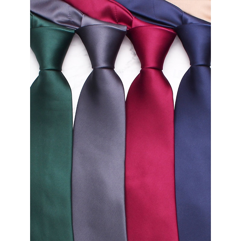 Men's Solid Color Satin Necktie – Classic Formal Tie for Business, Weddings and Special Events