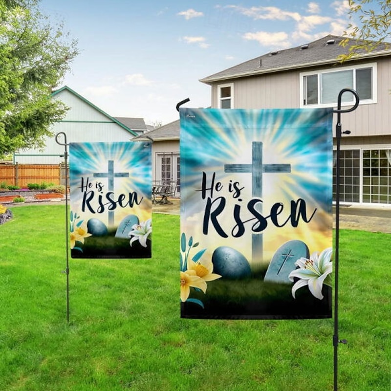 Garden Flag 12x18Inch Outdoor Decorations Welcome Garden Patio Flag Cross Jesus Yard Flag Double Sided Holiday Outdoor Flags 1pc4