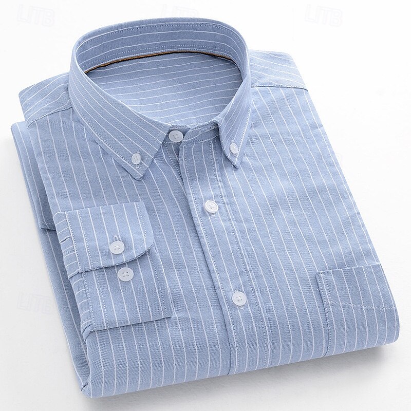 Men's Dress Shirt Plaid Formal Light Blue Yellow Blue Light Blue-White Long Sleeve Shirt Collar Spring, Fall, Winter, Summer Clothing Apparel Buttons4