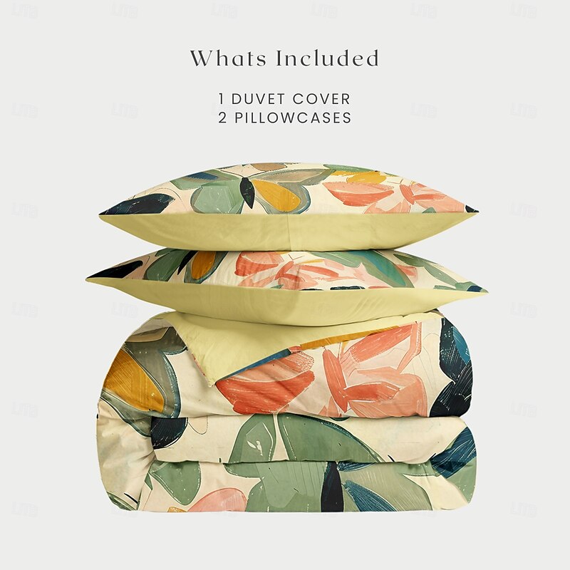 Floral Butterfly Series Duvet Cover 3-Piece Set 100% Cotton or Polyester Super Soft Skin Friendly Long Lasting4