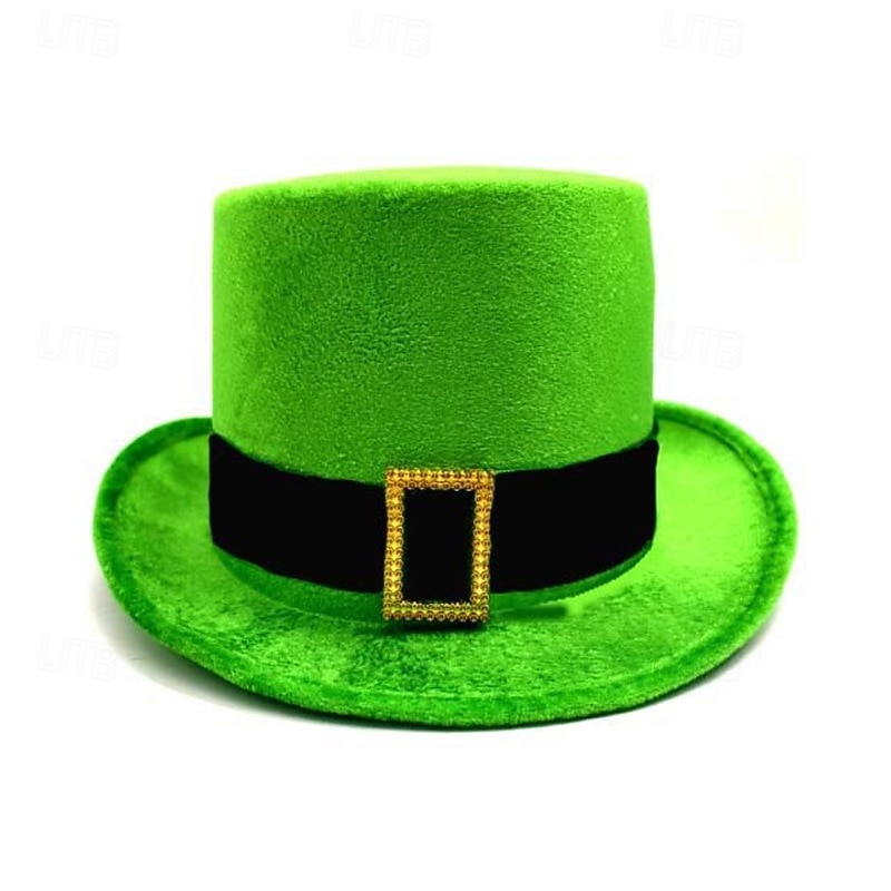 Men's Kentucky Derby Hat Sun Hat Party Hat Black Green Green Polyester Buckle Fashion Casual Daily Saint Patrick Day Solid Color Sunscreen Breathable