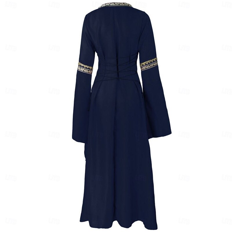 Retro Vintage Medieval Renaissance Ankle Length Dress Irish Viking Outlander Plus Size Fancy Dress Women's Carnival Costume Celtic Halloween Carnival LARP Ren Faire Festival Adults' Dress3